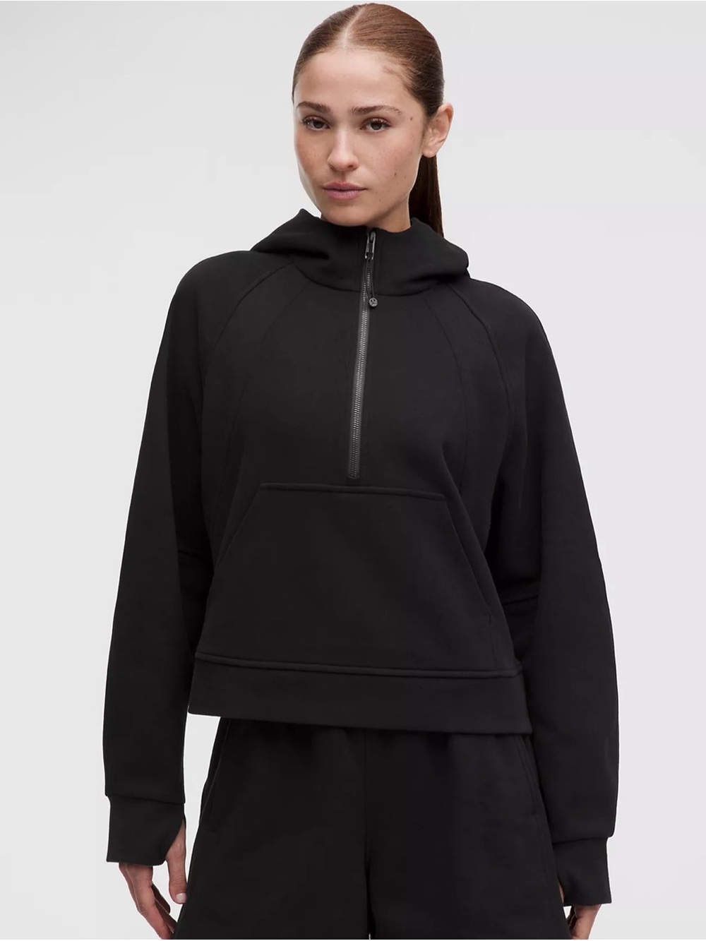 Lululemon Scuba Oversized Half Zip Hoodie Black XS/S Pullover Kangaroo Pocket
